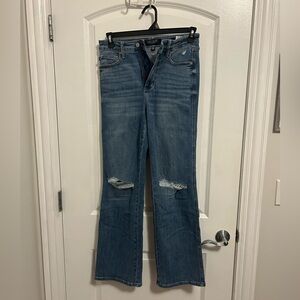 Judy Blue Women’s Distressed Straight leg Blue Jeans - Classic Mid Wash